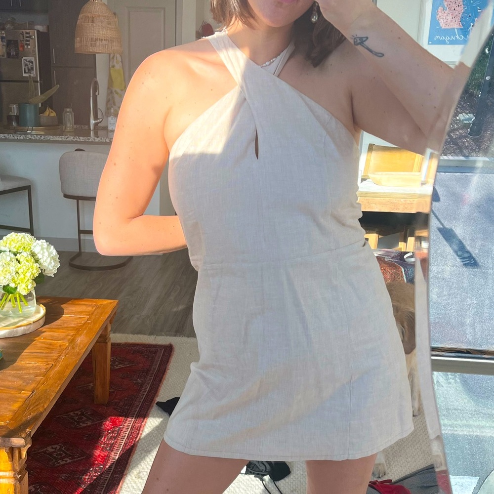 Light pink linen dress